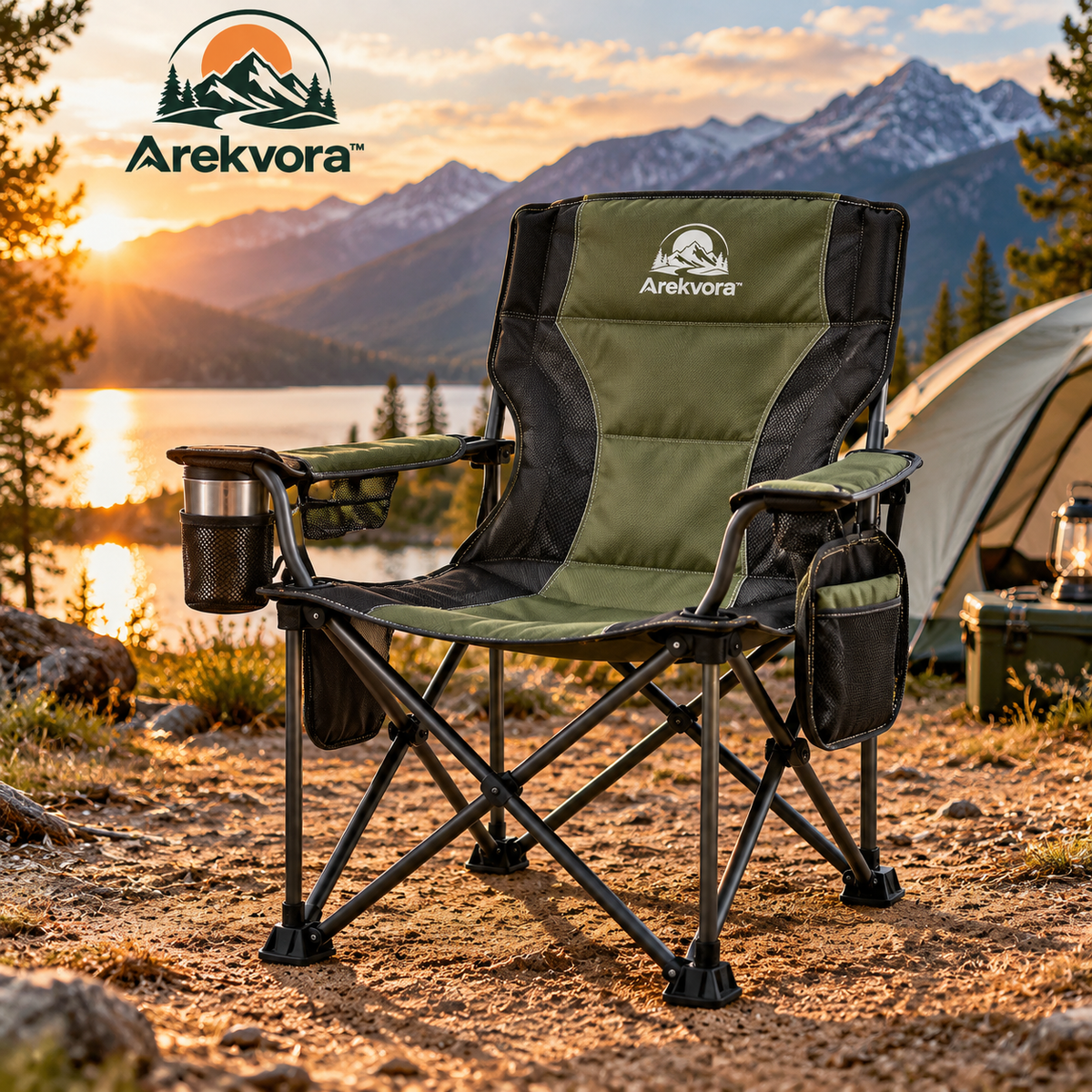 Arekvora™ Portable Folding Camping Chair for Outdoor Relaxation
