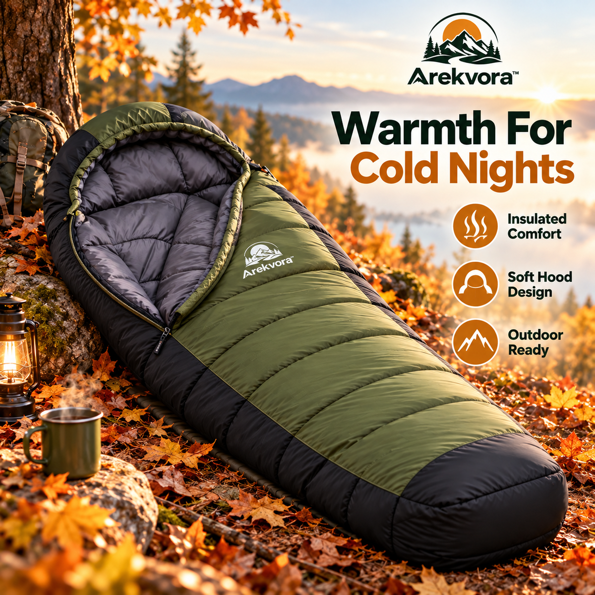 Arekvora™ Lightweight Warm Camping Sleeping Bag for Outdoor Adventures