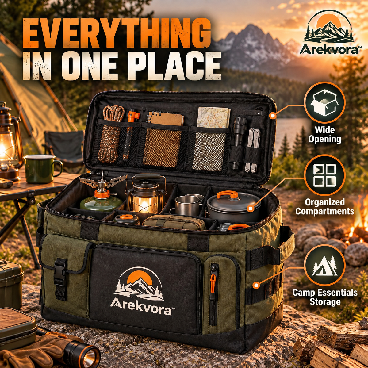Arekvora™ Outdoor Gear Storage Bag for Camping Organization