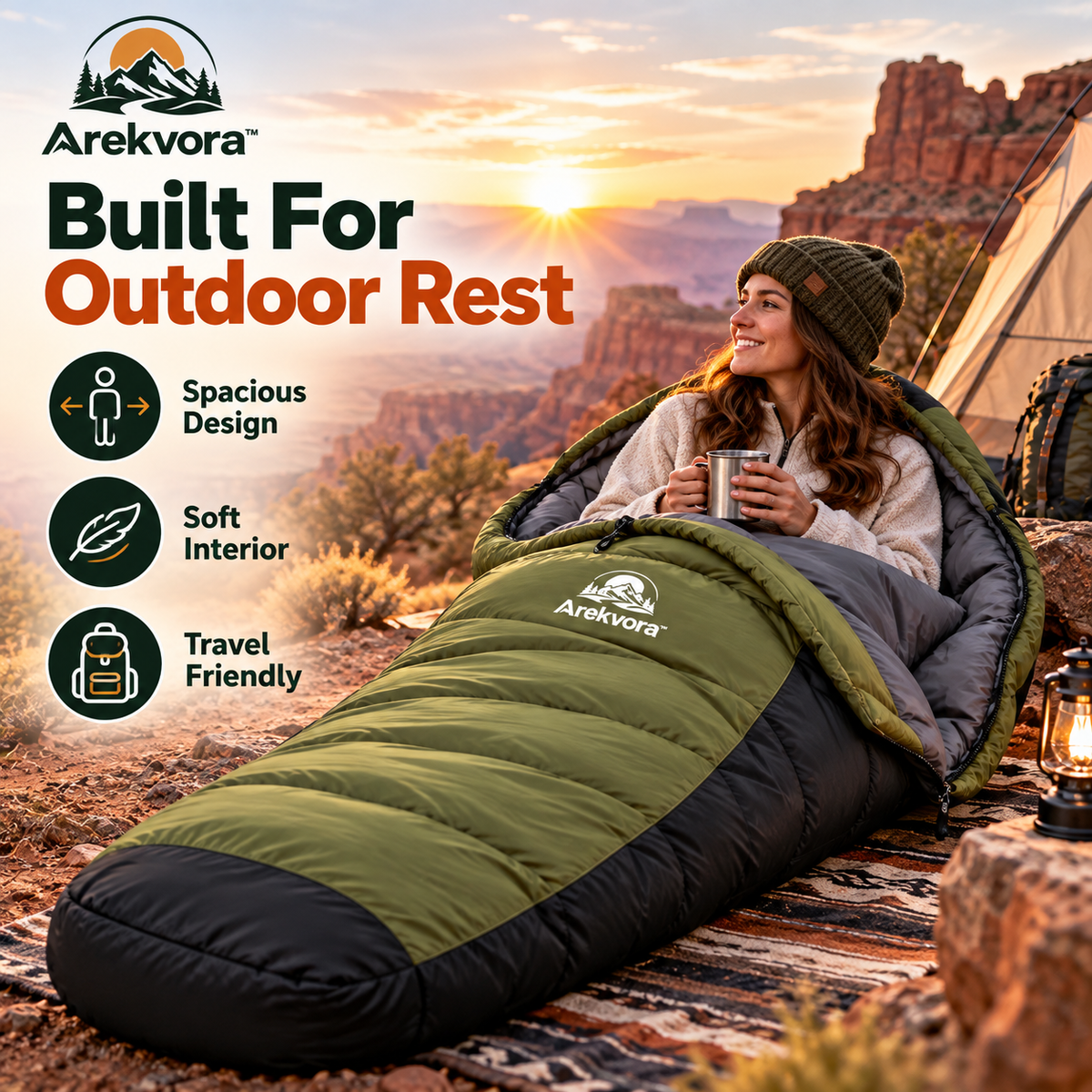 Arekvora™ Lightweight Warm Camping Sleeping Bag for Outdoor Adventures