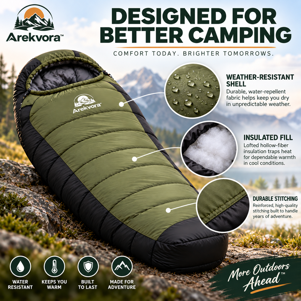 Arekvora™ Lightweight Warm Camping Sleeping Bag for Outdoor Adventures