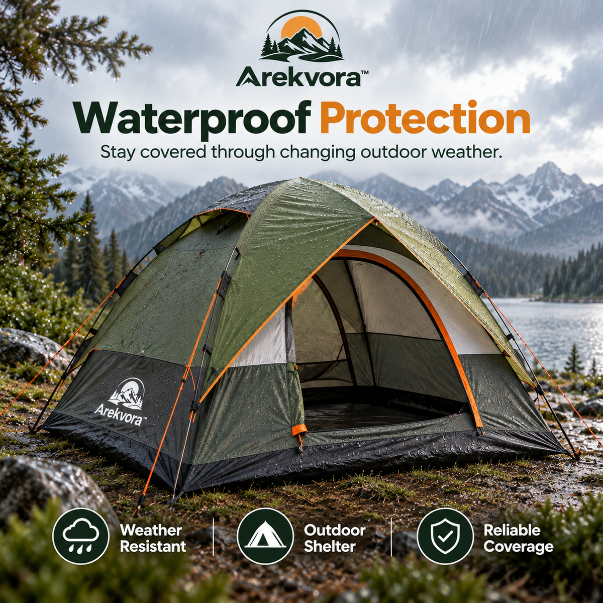 Arekvora™ Waterproof Camping Tent with Portable Double Layer Outdoor Design