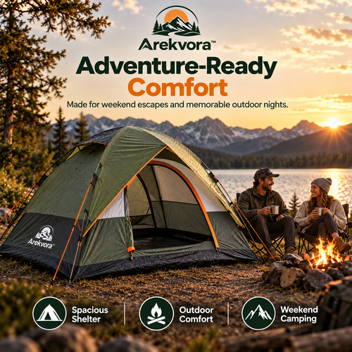 Arekvora™ Waterproof Camping Tent with Portable Double Layer Outdoor Design