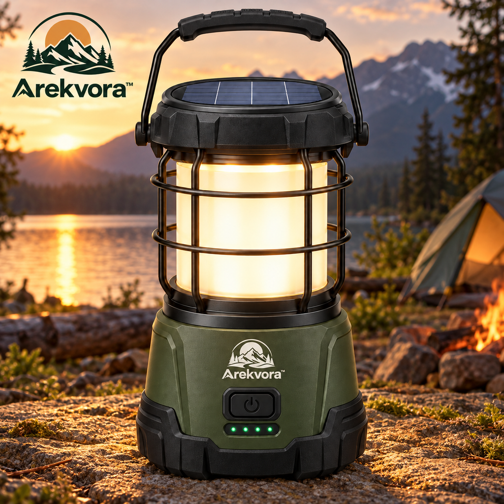 Arekvora™ Solar Camping Lantern with Portable Outdoor Lighting