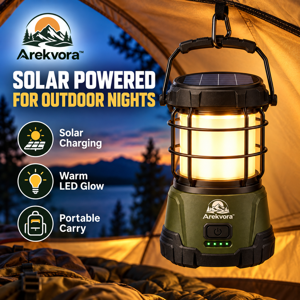 Arekvora™ Solar Camping Lantern with Portable Outdoor Lighting