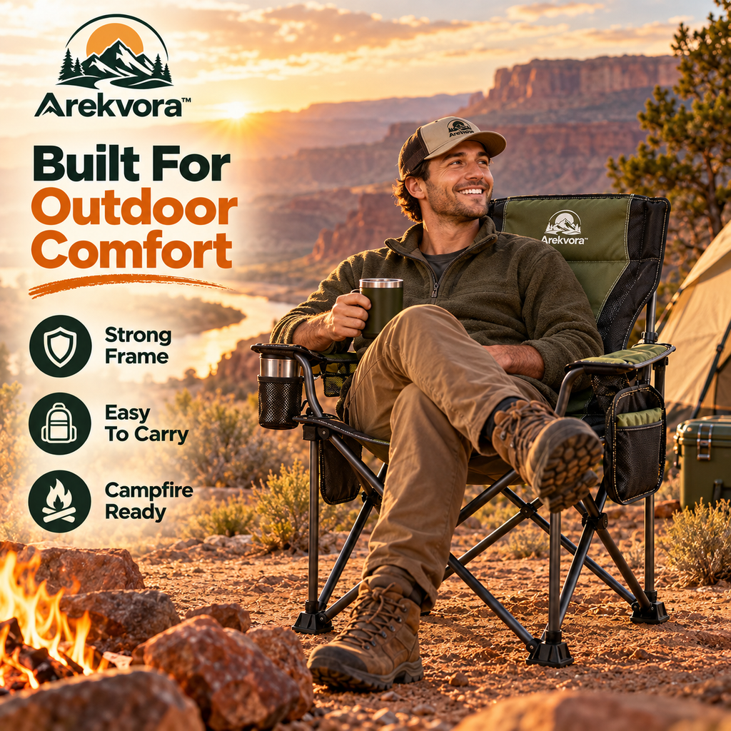 Arekvora™ Portable Folding Camping Chair for Outdoor Relaxation