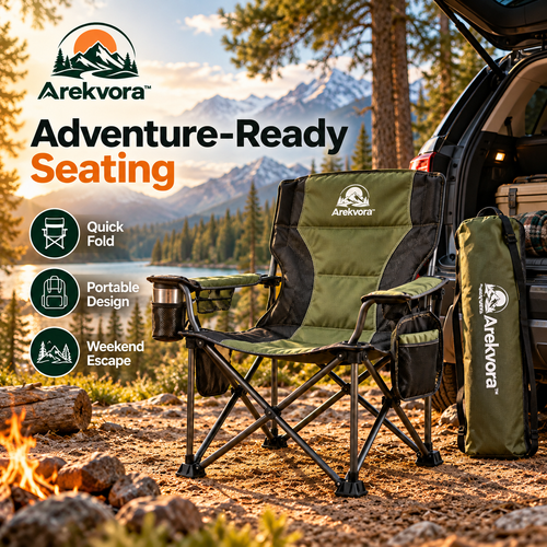 Arekvora™ Portable Folding Camping Chair for Outdoor Relaxation