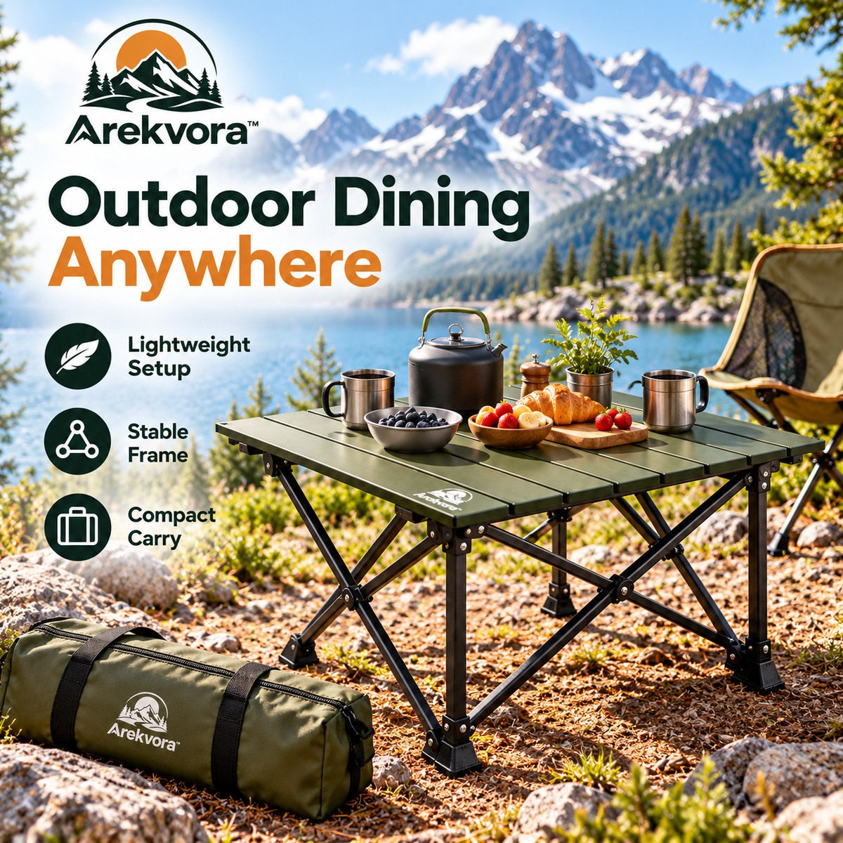 Arekvora™ Portable Folding Camping Table for Outdoor Dining