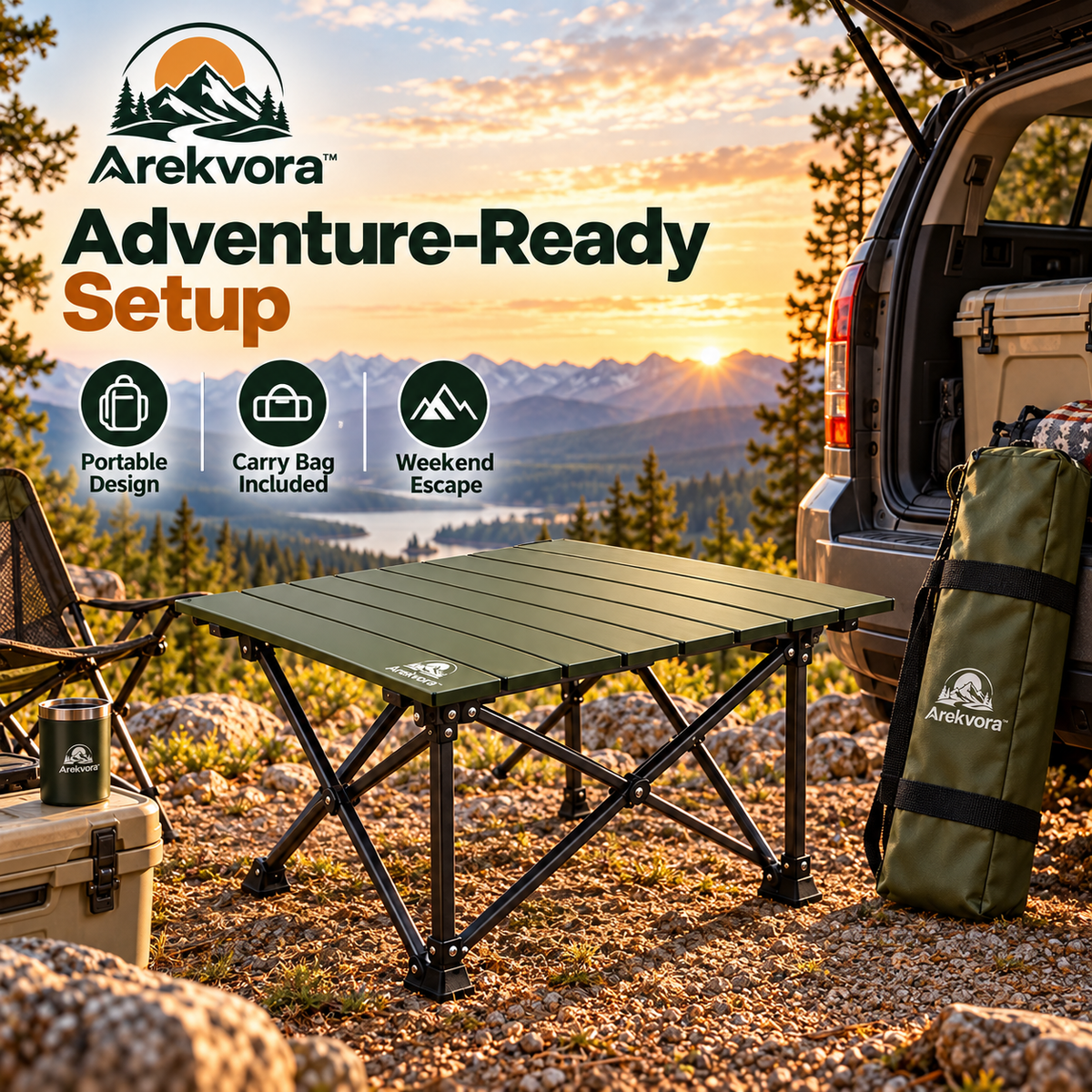 Arekvora™ Portable Folding Camping Table for Outdoor Dining