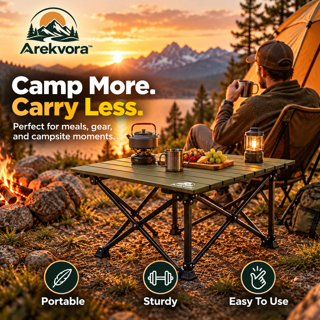 Arekvora™ Portable Folding Camping Table for Outdoor Dining