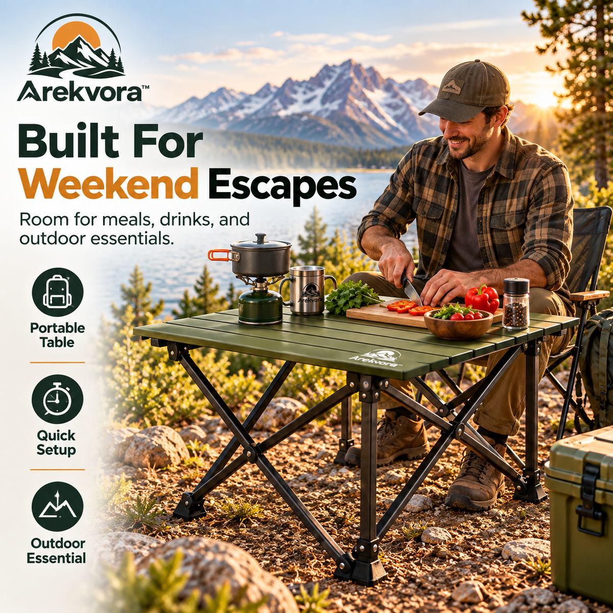 Arekvora™ Portable Folding Camping Table for Outdoor Dining