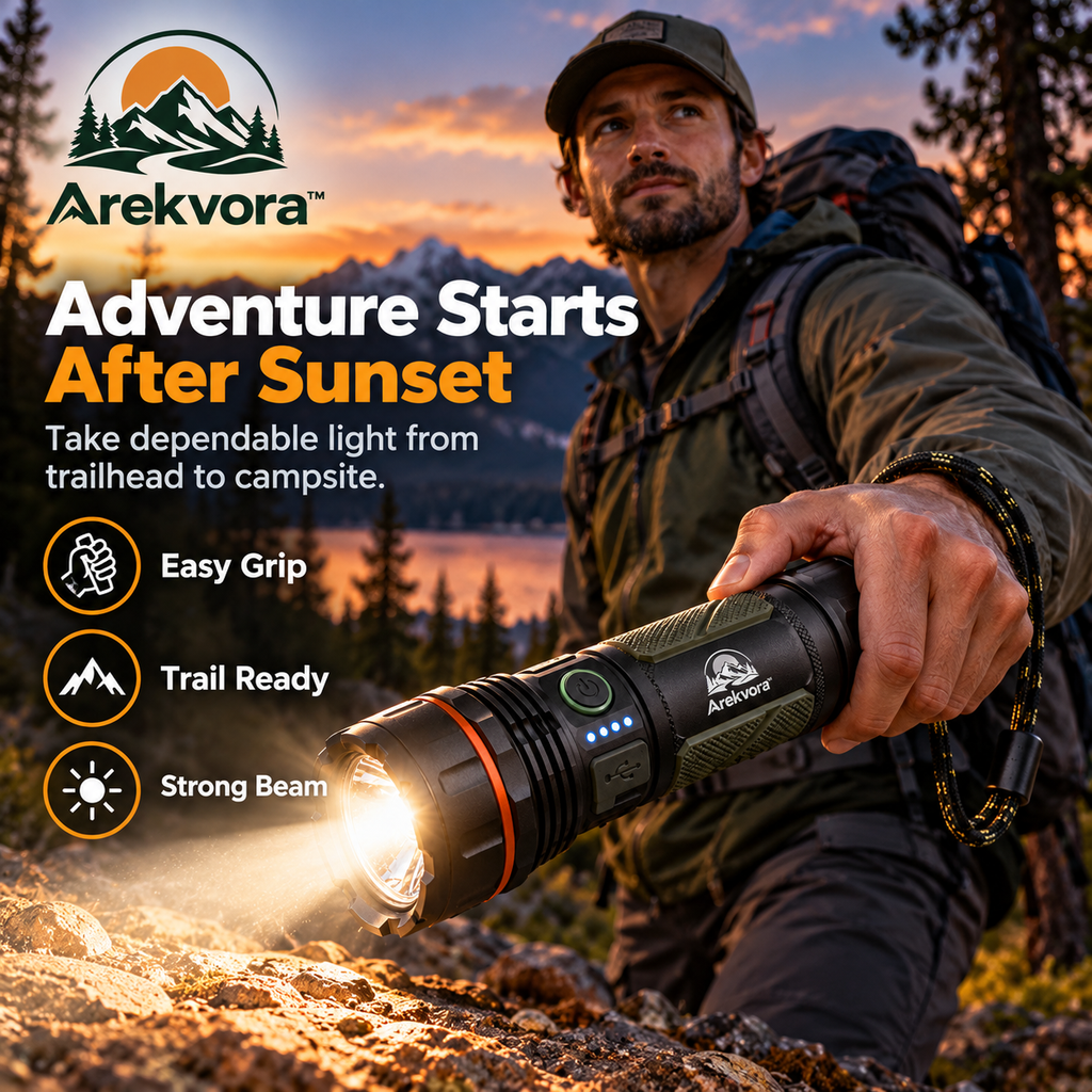Arekvora™ Rechargeable Waterproof LED Flashlight for Outdoor Adventures