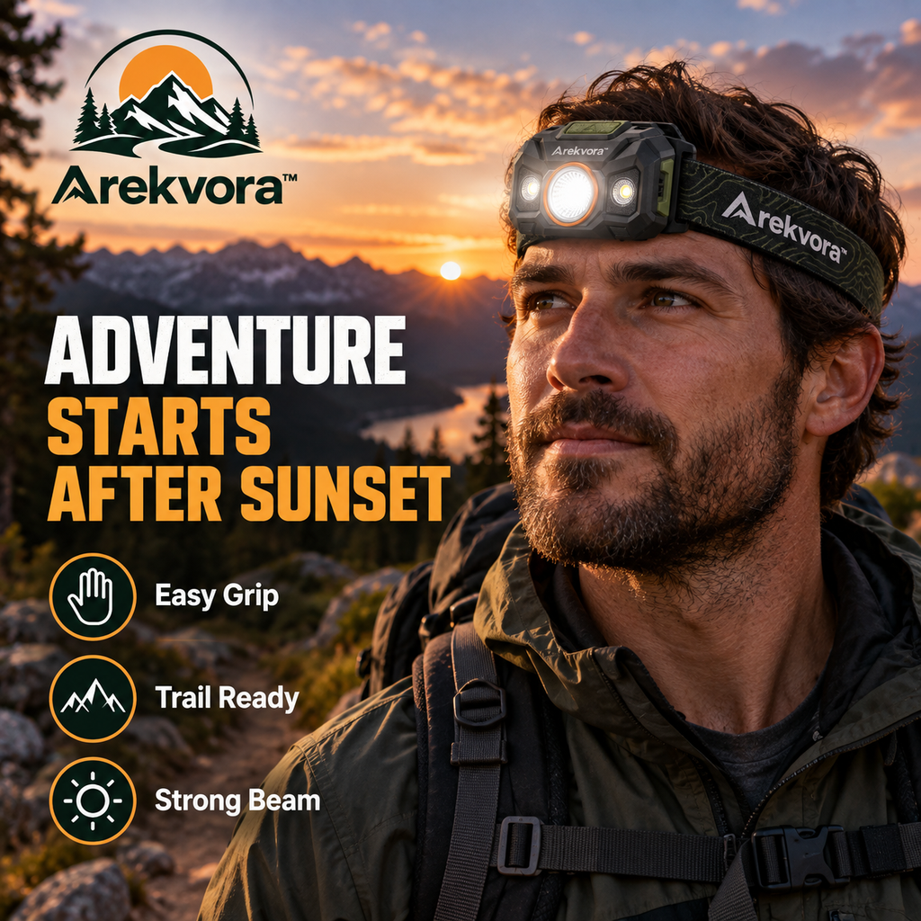 Arekvora™ Rechargeable LED Headlamp for Hiking and Outdoor Activities