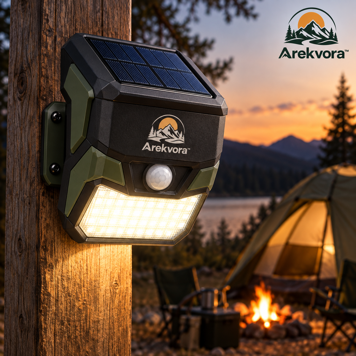Arekvora™ Motion Sensor Outdoor Light with Solar Security Lighting