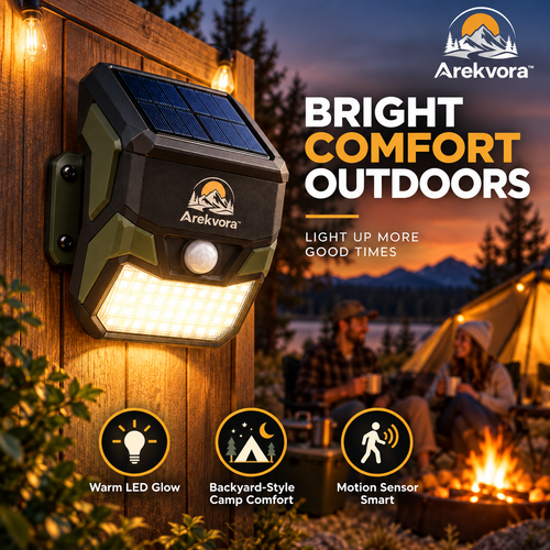 Arekvora™ Motion Sensor Outdoor Light with Solar Security Lighting