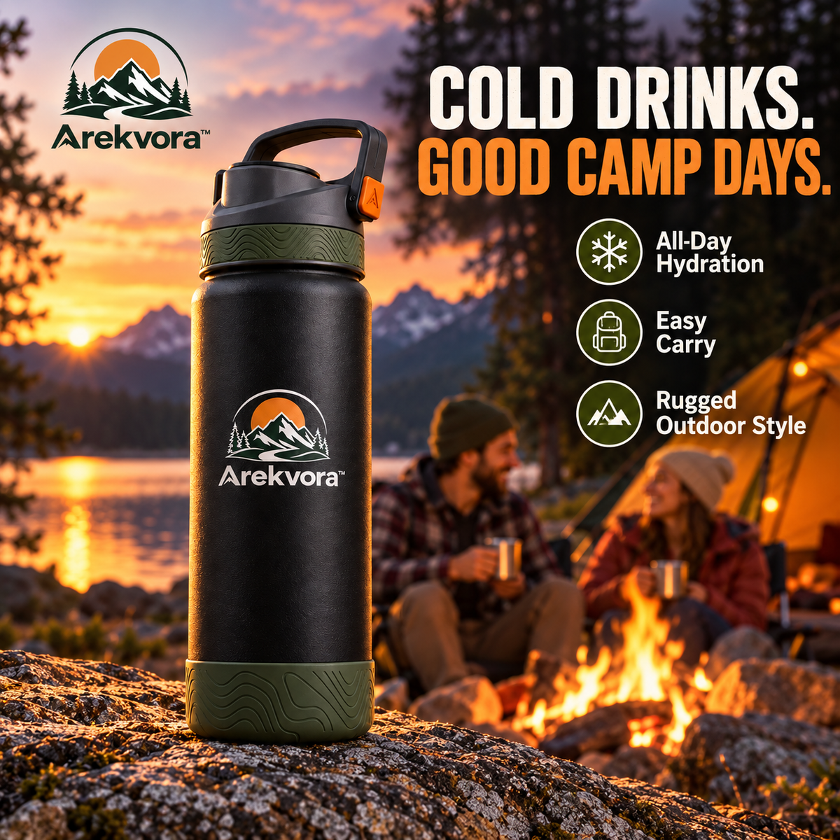 Arekvora™ Portable Outdoor Water Bottle for Hiking and Travel