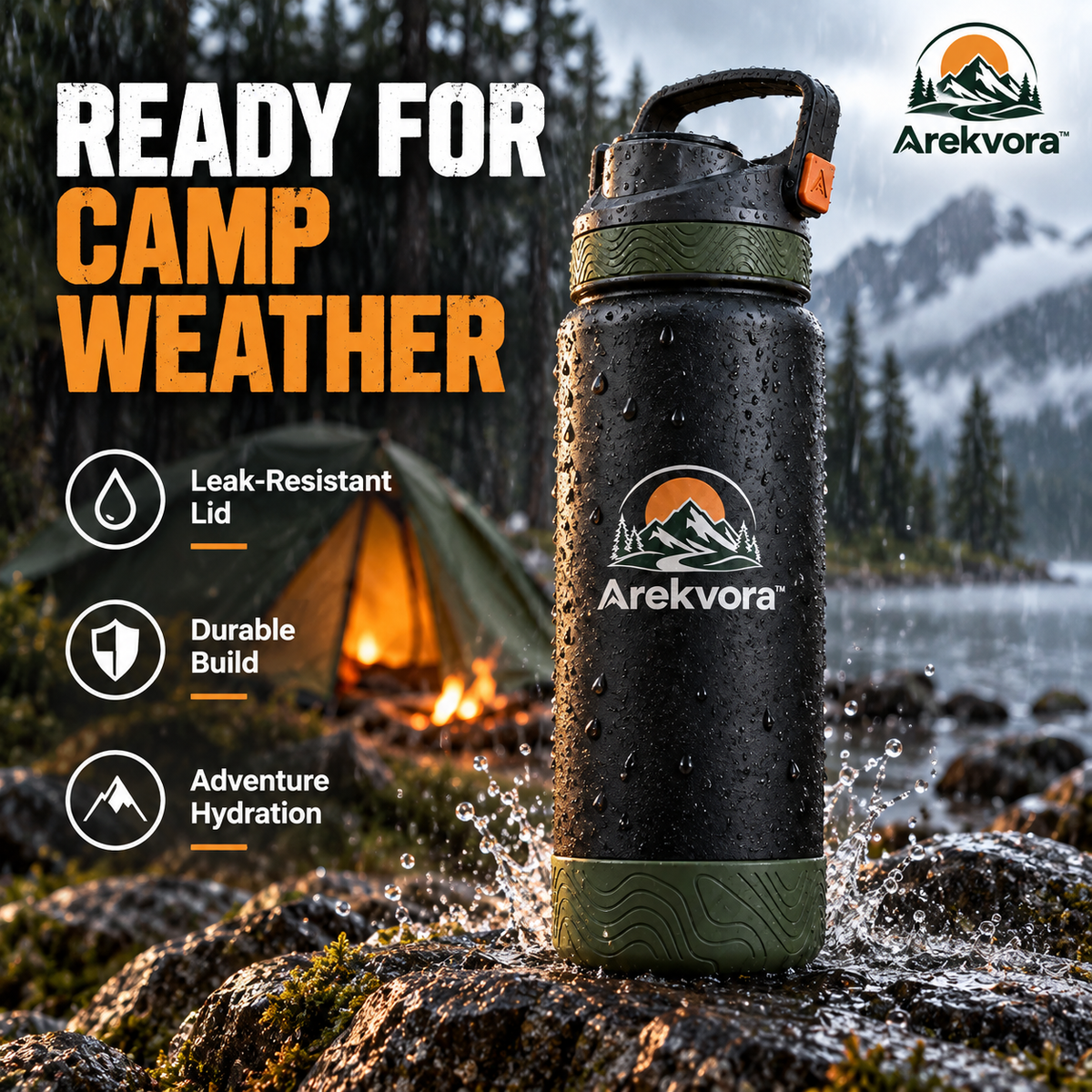Arekvora™ Portable Outdoor Water Bottle for Hiking and Travel