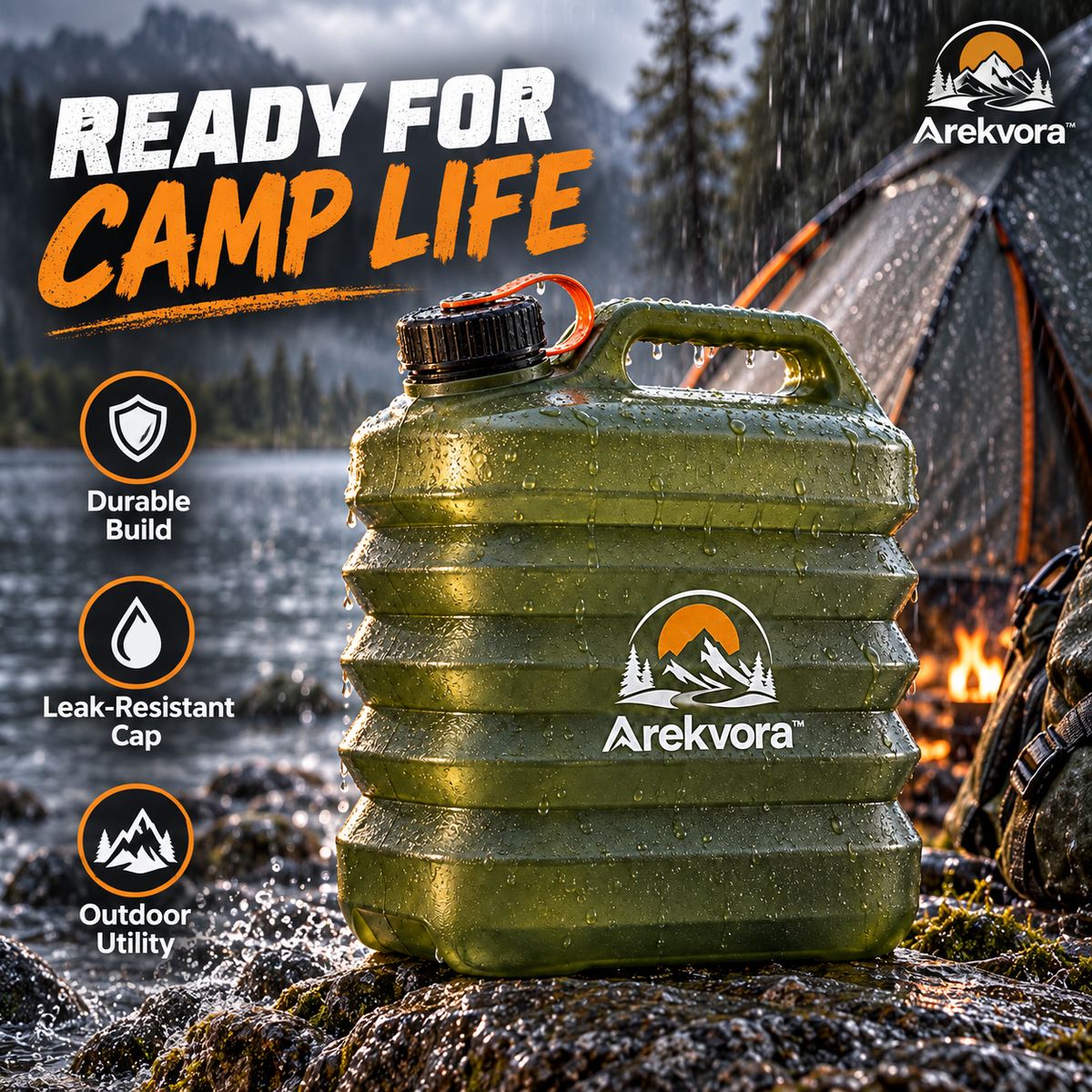 Arekvora™ Collapsible Water Container for Camping and Outdoor Use