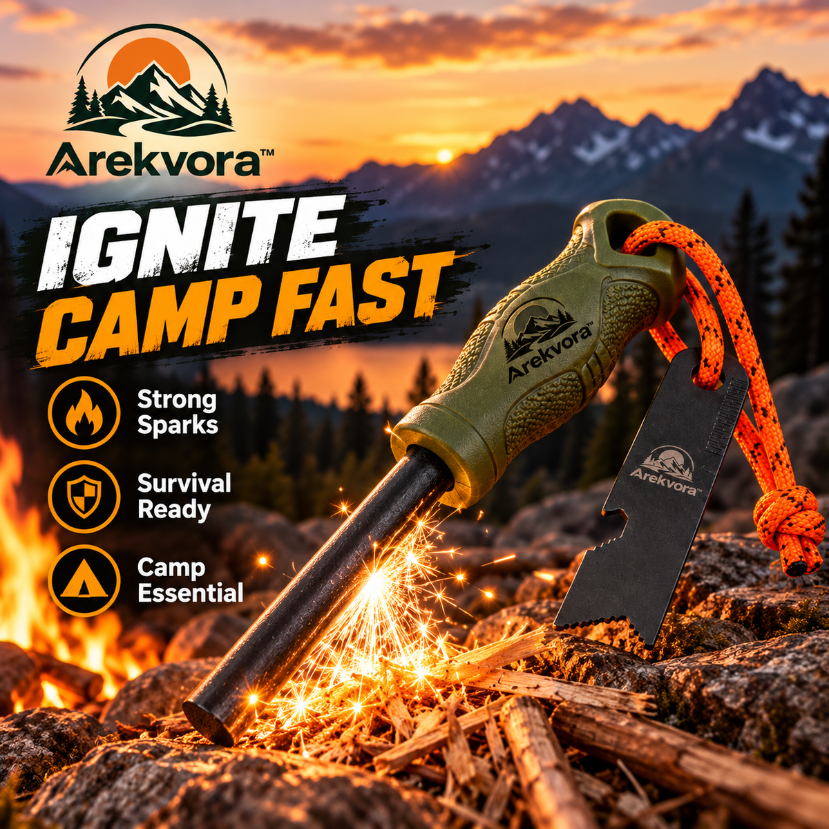 Arekvora™ Windproof Fire Starter Tool for Camping Adventures